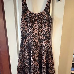 Bar III Black and Pink Fit and Flare Mini Dress